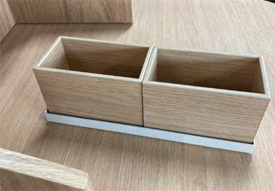 Aluminium Klapptheke Empfamgstheke Modultheke Eiche furniert Streifen